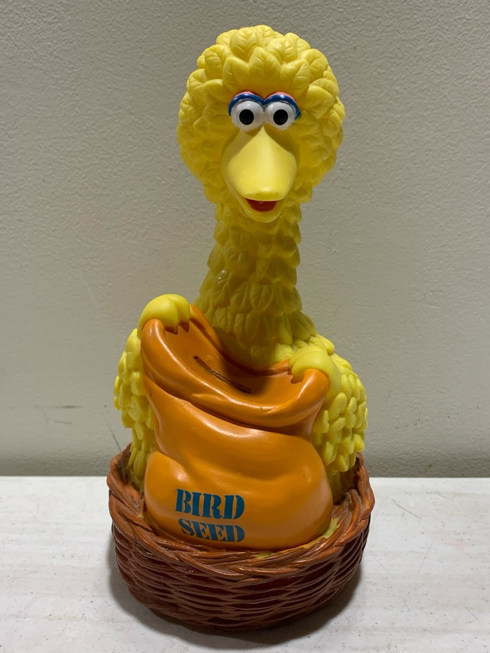 Vintage 1980s Illco 10” Sesame Street Big Bird blow mold coin bank